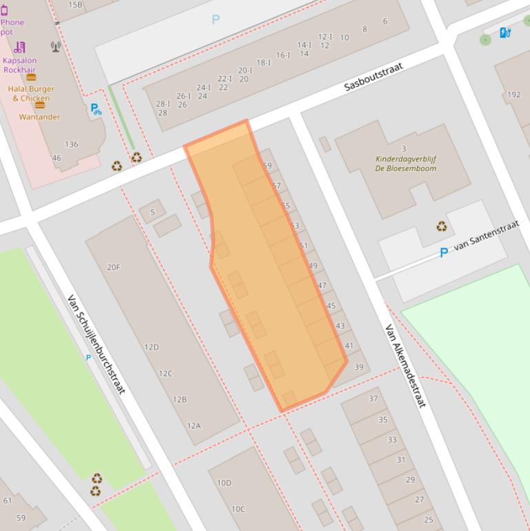 Kaart van postcodegebied 2614XH.