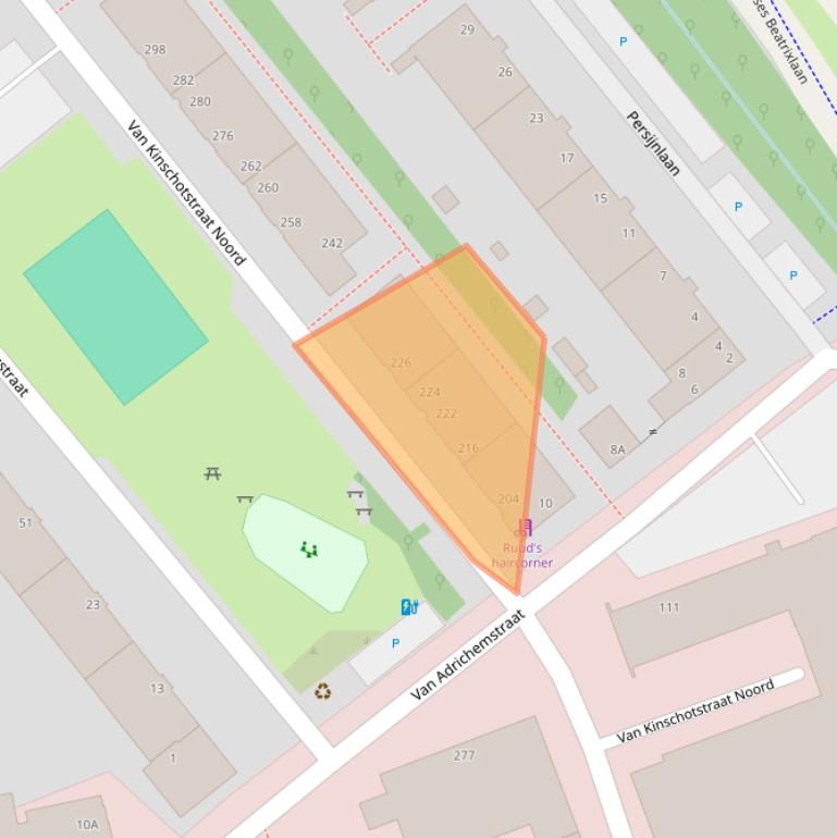 Kaart van postcodegebied 2614XS.