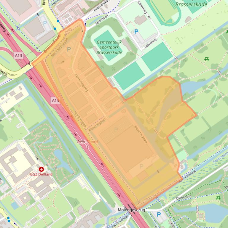 Kaart van postcodegebied 2616LZ.