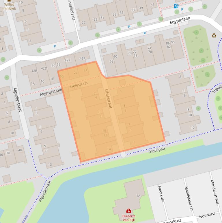 Kaart van postcodegebied 2622CB.