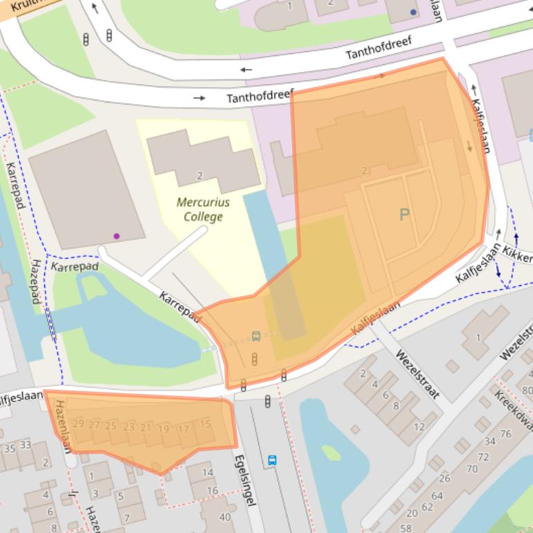 Kaart van postcodegebied 2623AA.