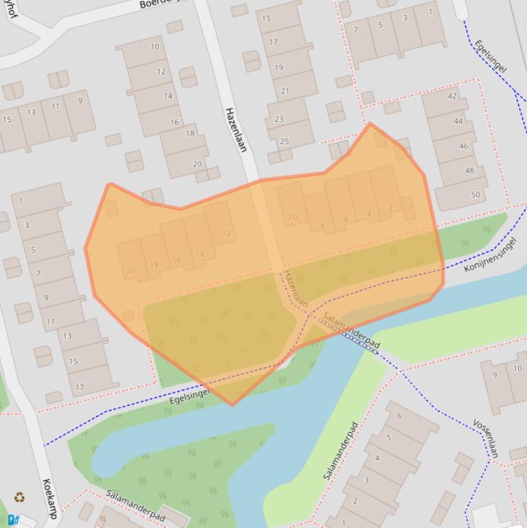 Kaart van postcodegebied 2623BJ.