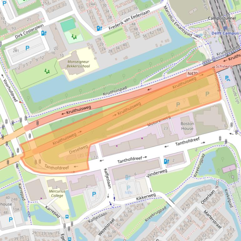 Kaart van postcodegebied 2623CZ.