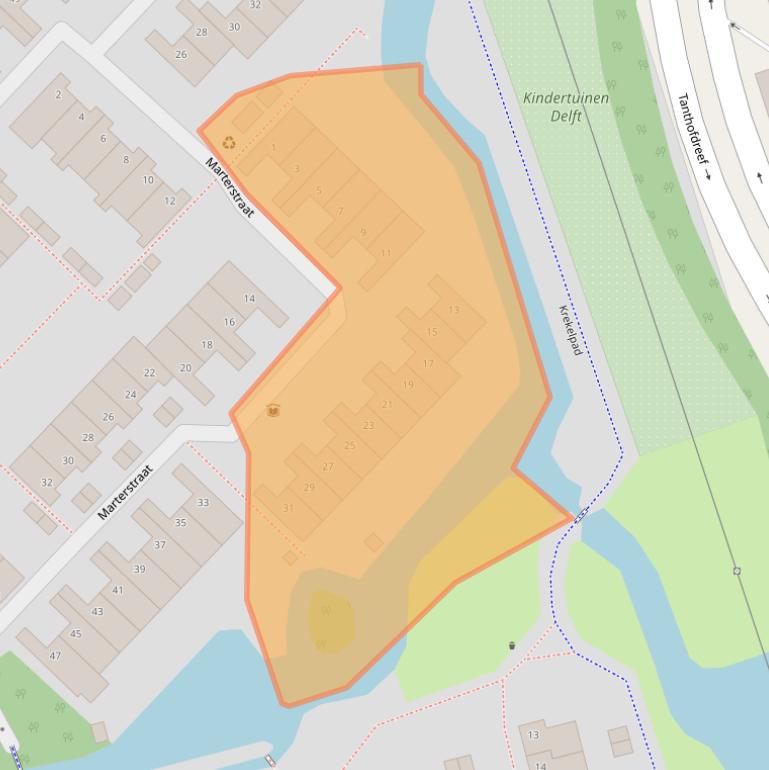 Kaart van postcodegebied 2623EC.