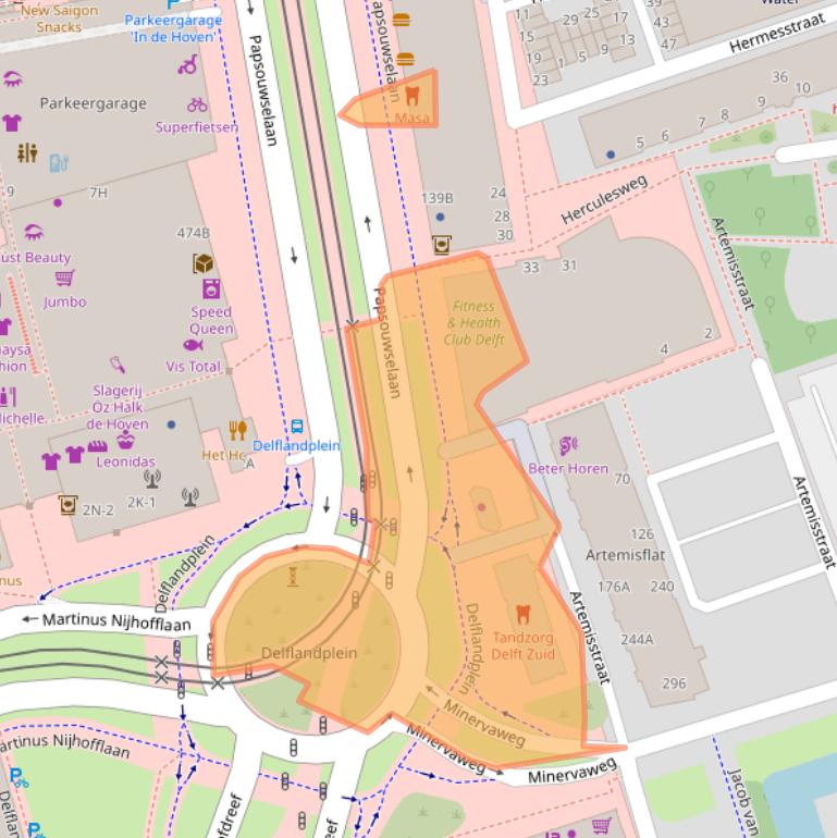 Kaart van postcodegebied 2624AP.