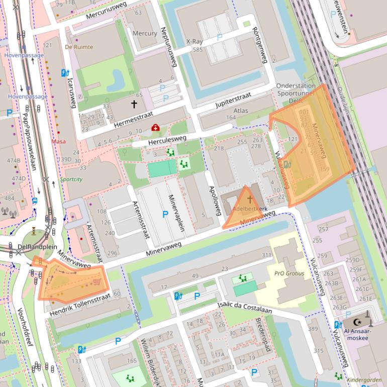 Kaart van postcodegebied 2624BZ.