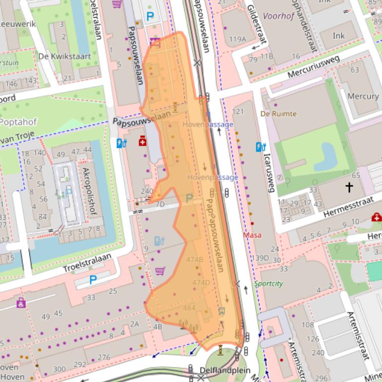 Kaart van postcodegebied 2624EP.