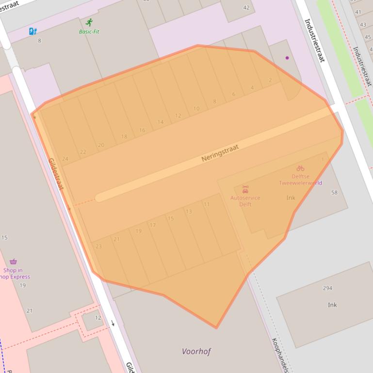 Kaart van postcodegebied 2624HX.