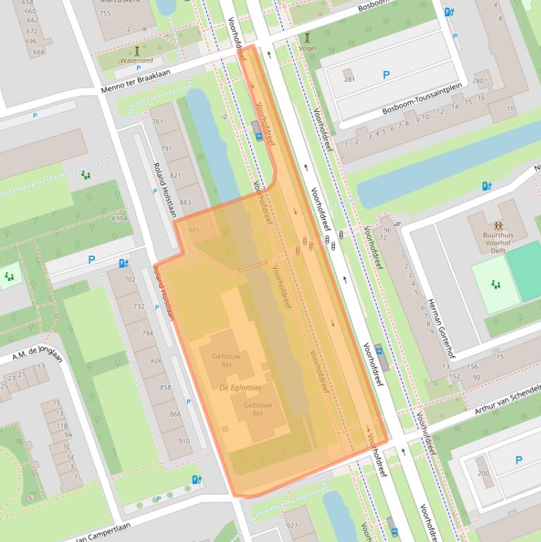 Kaart van postcodegebied 2624KE.