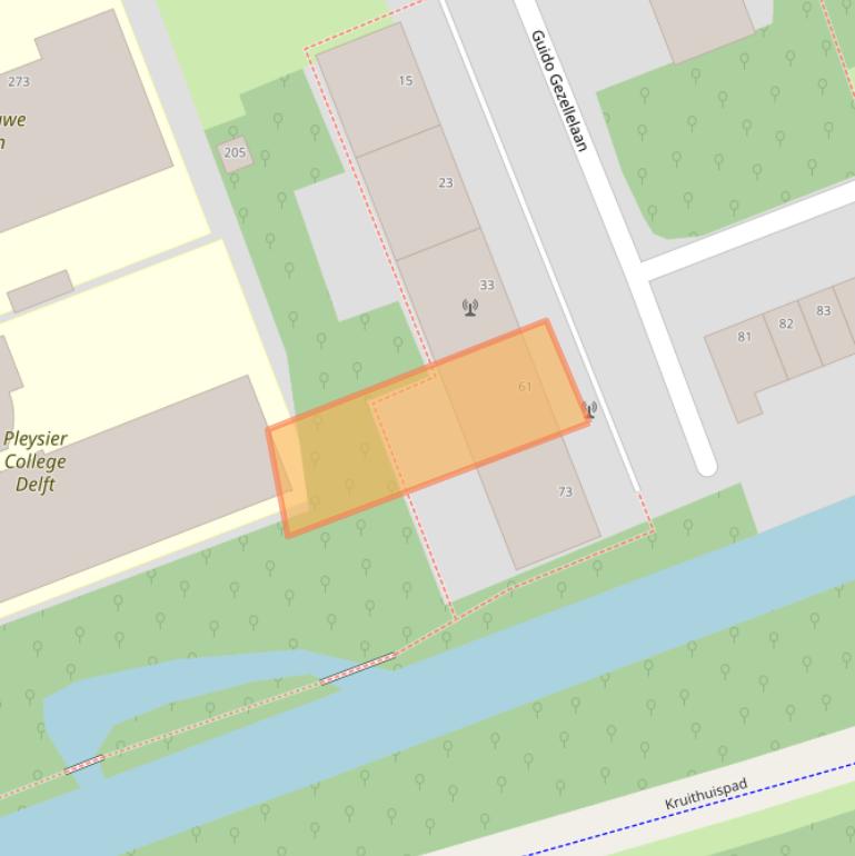 Kaart van postcodegebied 2624KX.