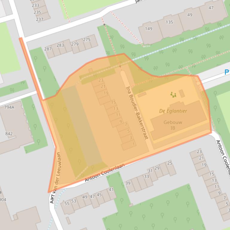 Kaart van postcodegebied 2624NX.