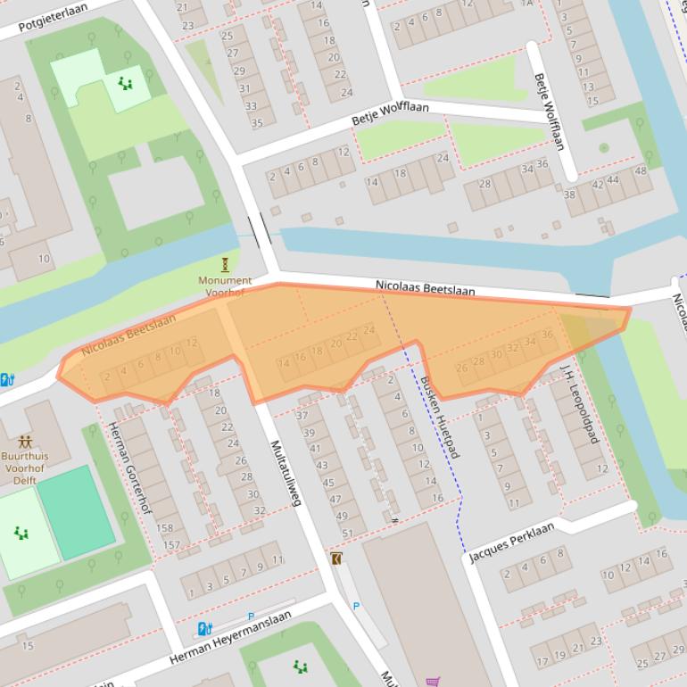 Kaart van postcodegebied 2624XP.