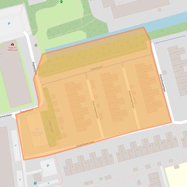 Kaart van postcodegebied 2625GE.