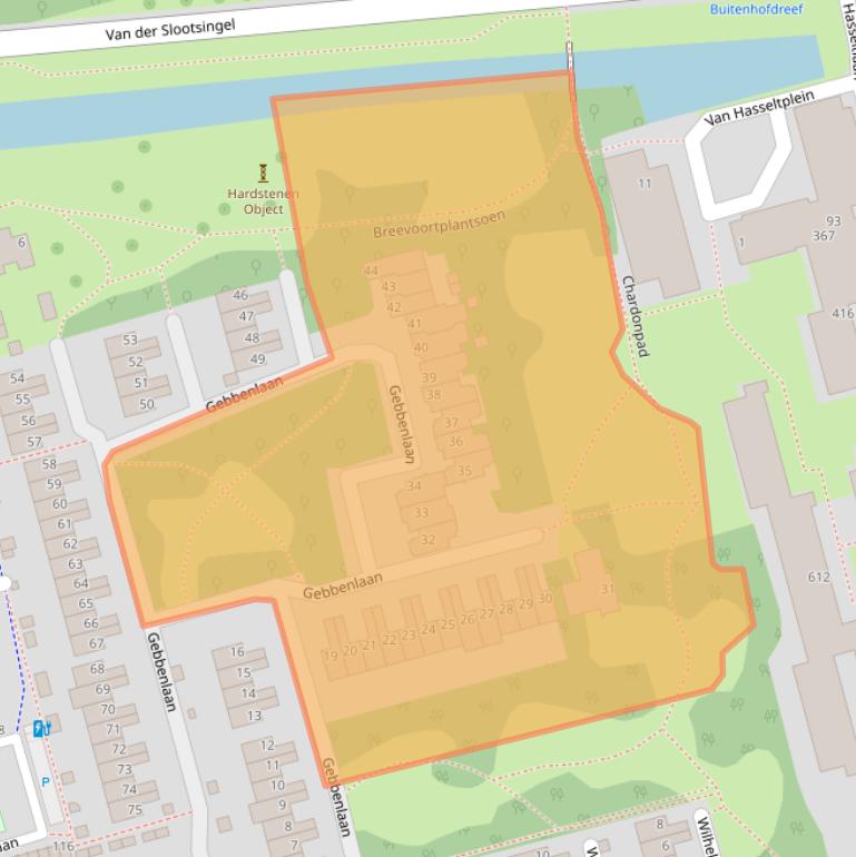 Kaart van postcodegebied 2625KB.