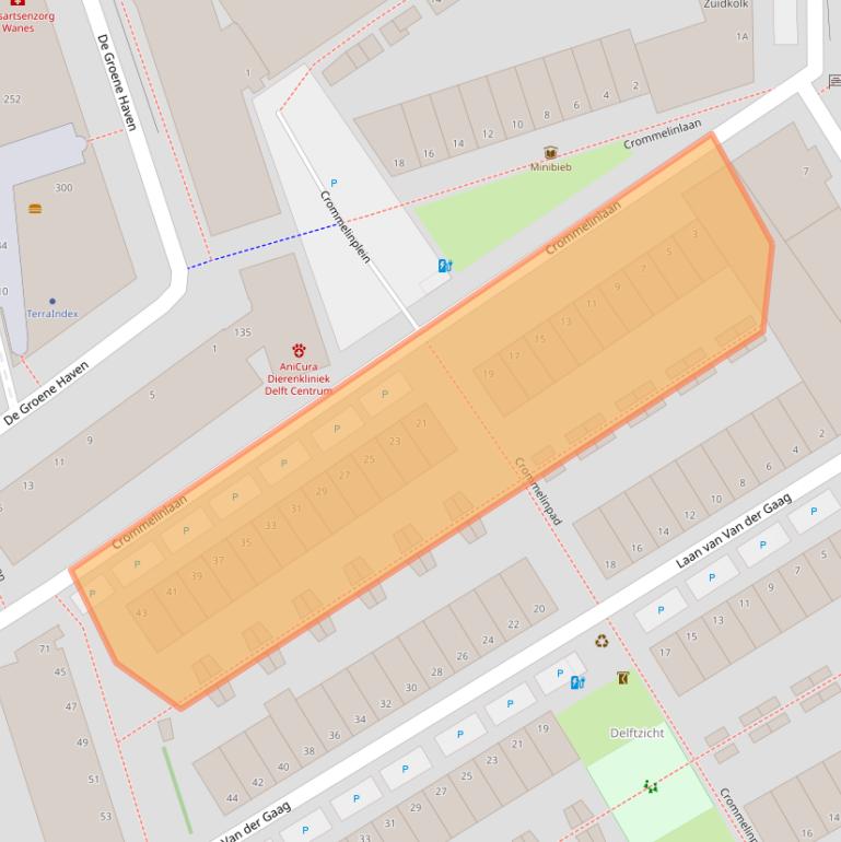 Kaart van postcodegebied 2627AD.