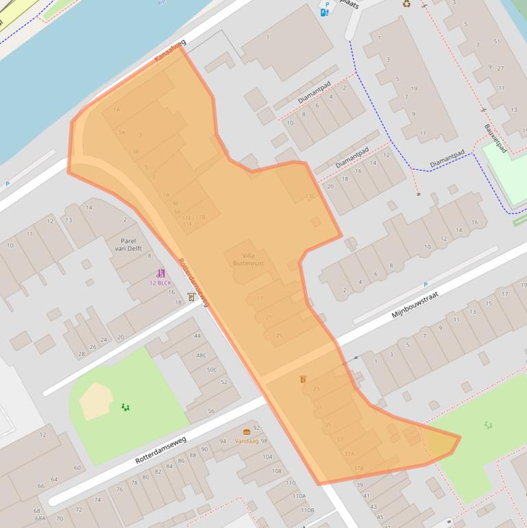 Kaart van postcodegebied 2628AH.