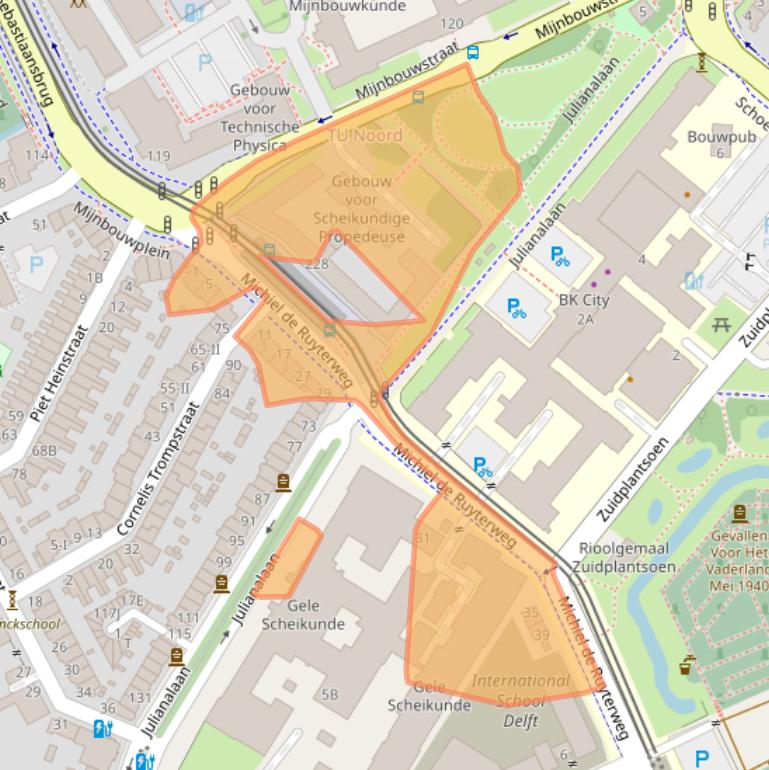 Kaart van postcodegebied 2628BA.