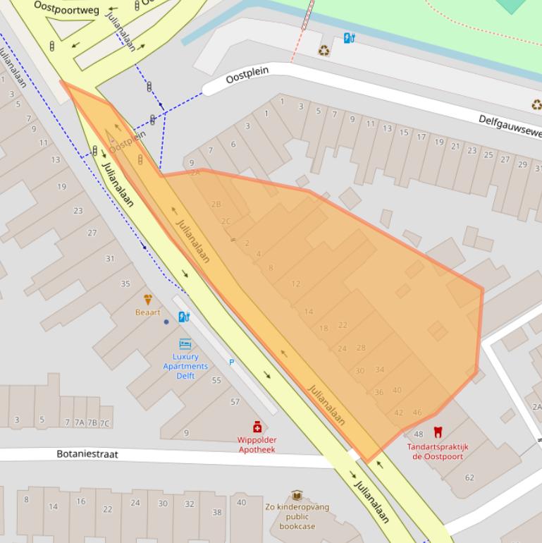 Kaart van postcodegebied 2628BH.