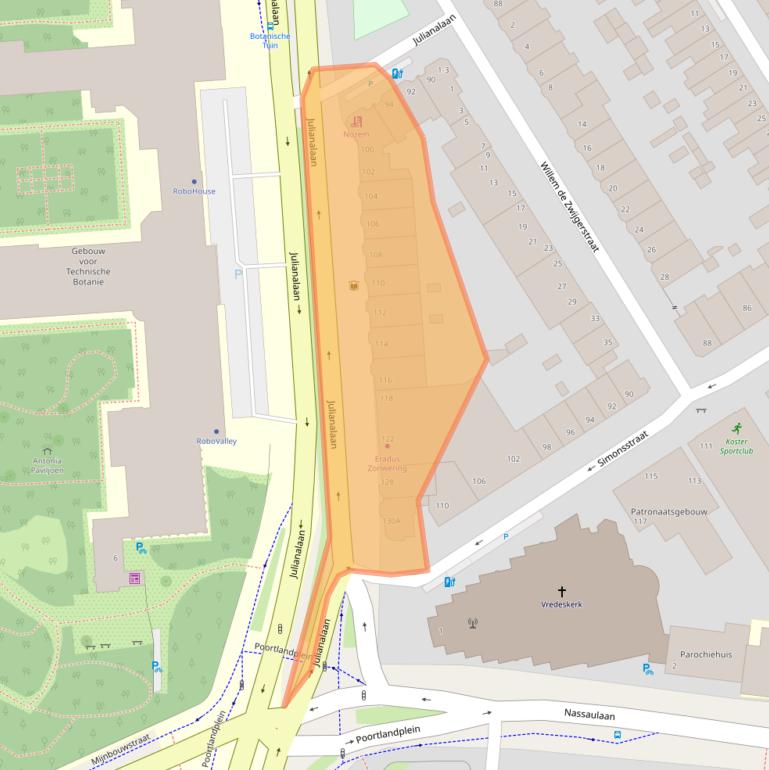 Kaart van postcodegebied 2628BK.