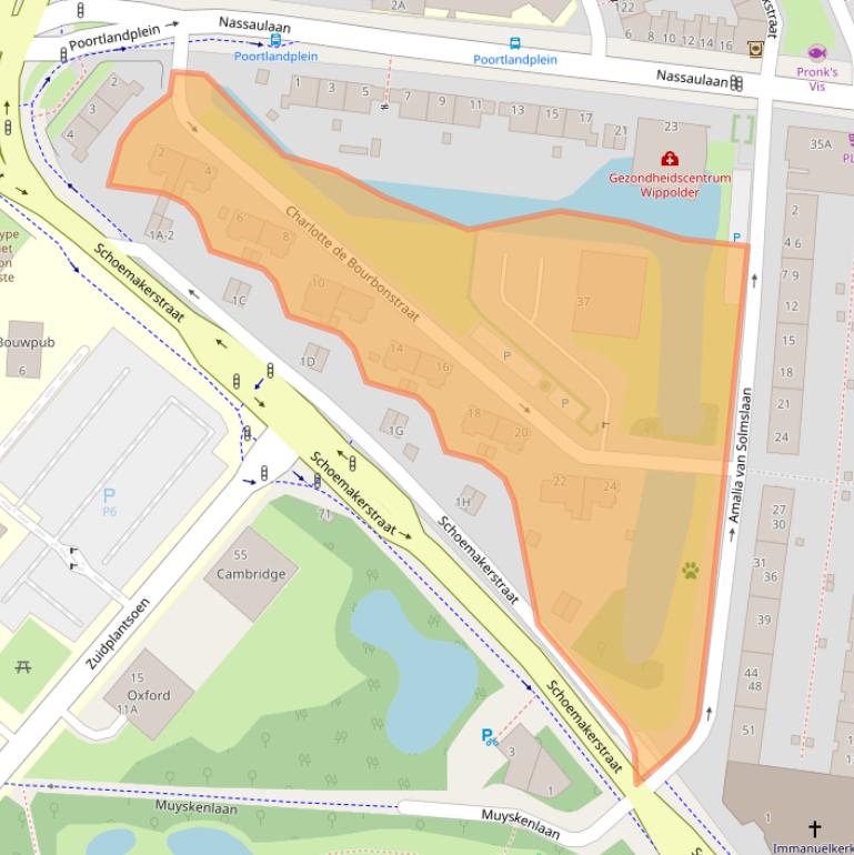 Kaart van postcodegebied 2628BN.