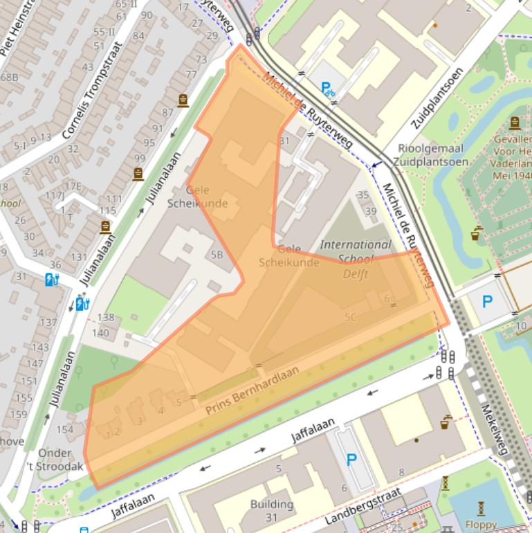 Kaart van postcodegebied 2628BW.