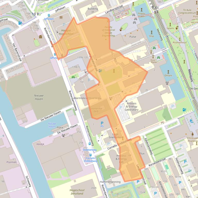 Kaart van postcodegebied 2628CA.