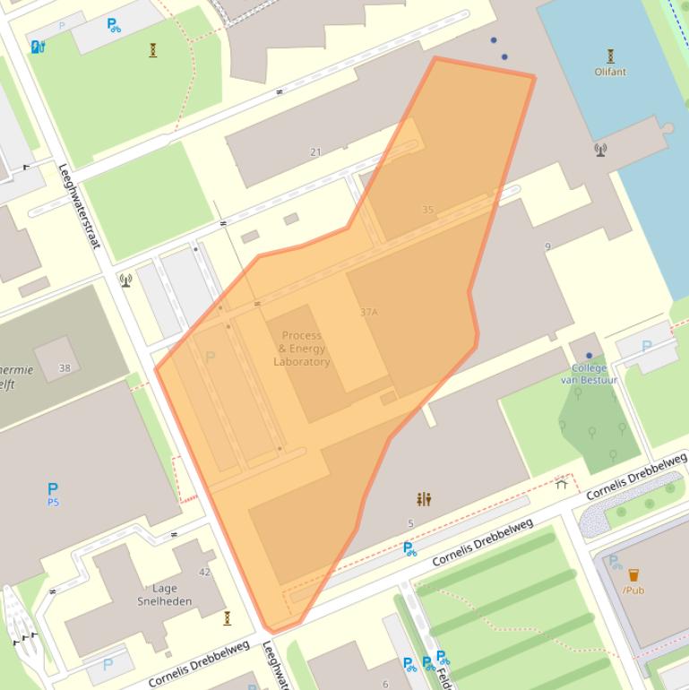 Kaart van postcodegebied 2628CB.