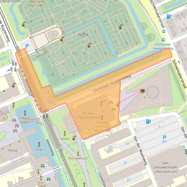 Kaart van postcodegebied 2628CC.