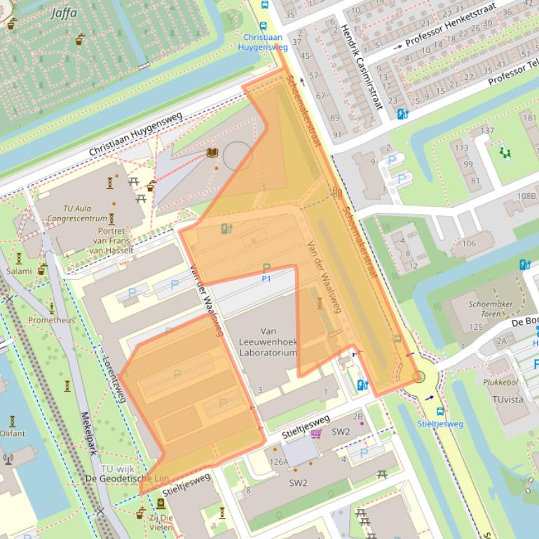 Kaart van postcodegebied 2628CH.