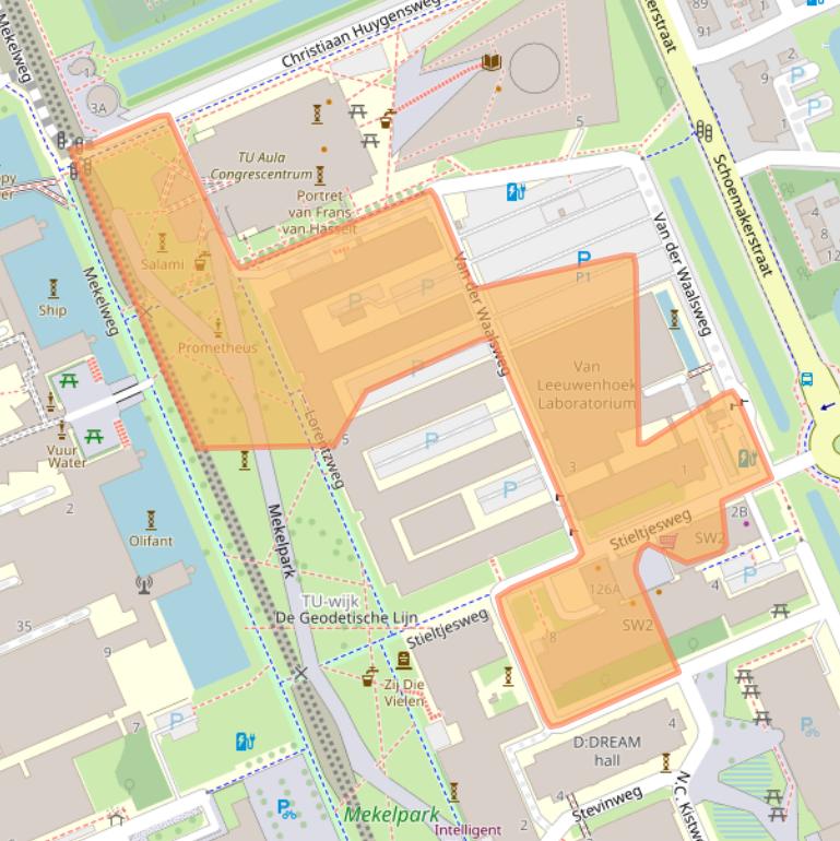 Kaart van postcodegebied 2628CK.