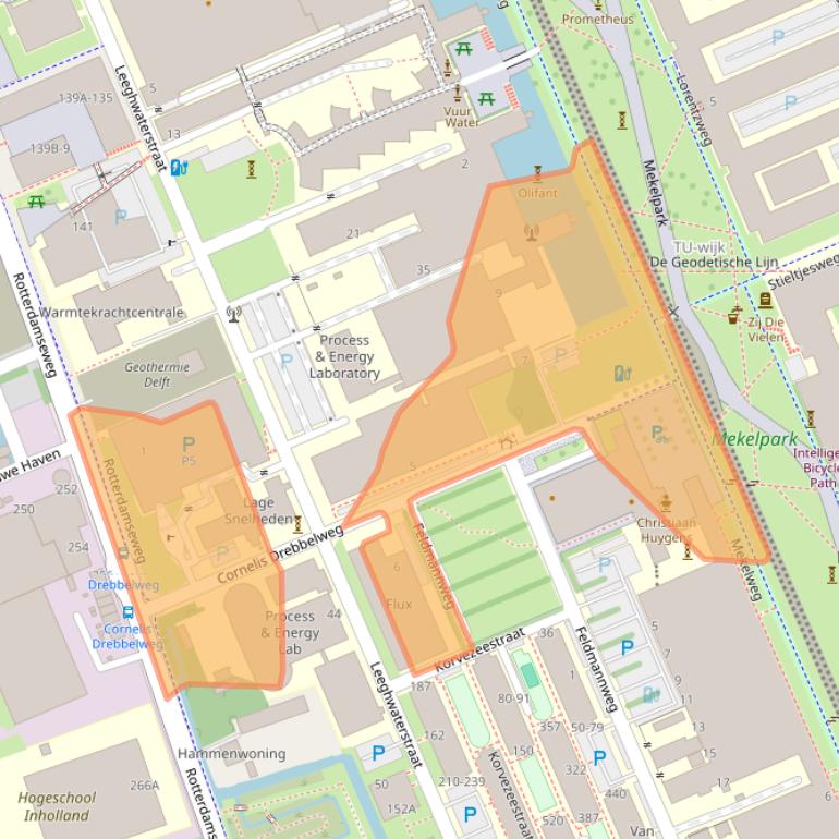 Kaart van postcodegebied 2628CM.