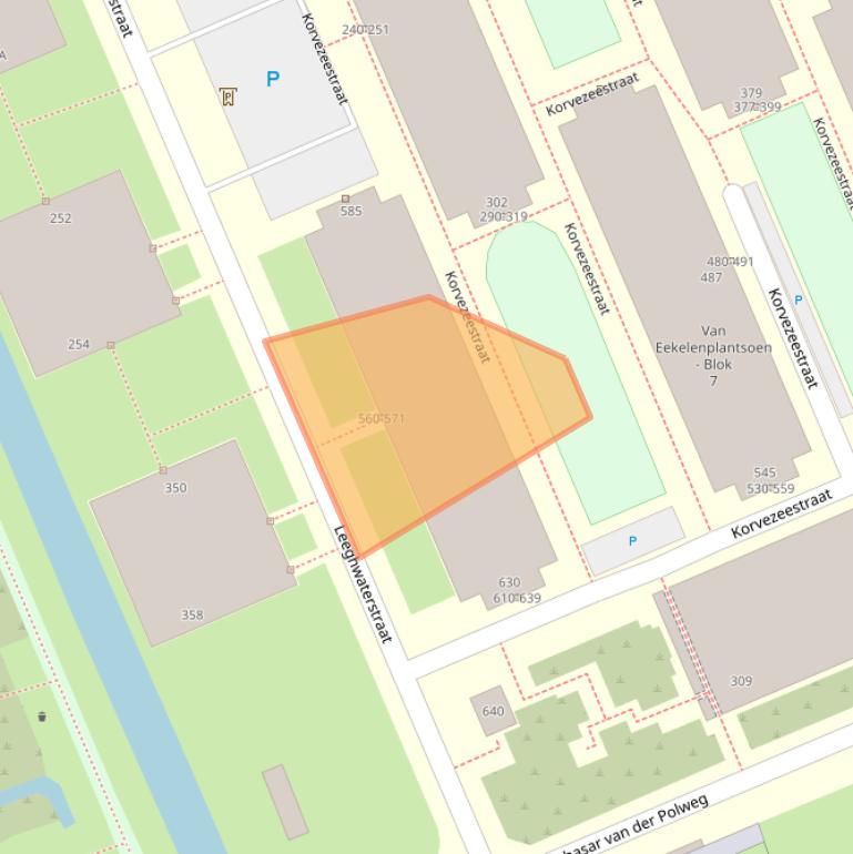 Kaart van postcodegebied 2628CX.