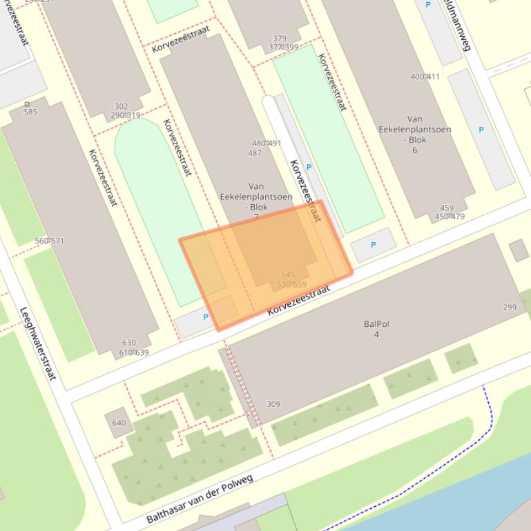 Kaart van postcodegebied 2628CZ.