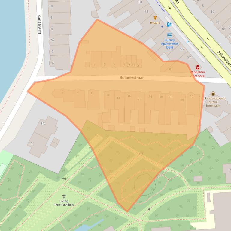 Kaart van postcodegebied 2628ED.