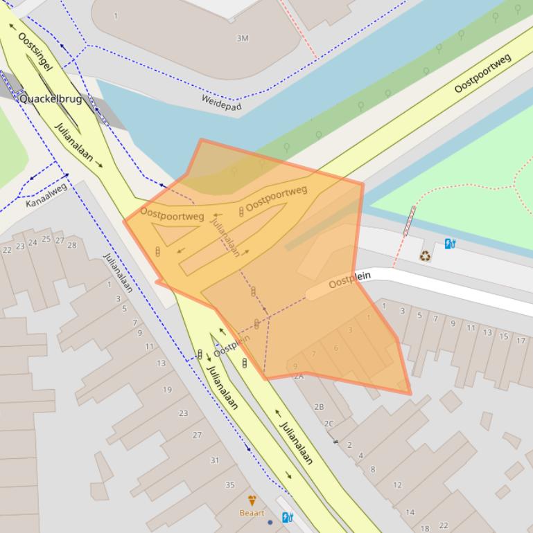 Kaart van postcodegebied 2628EE.