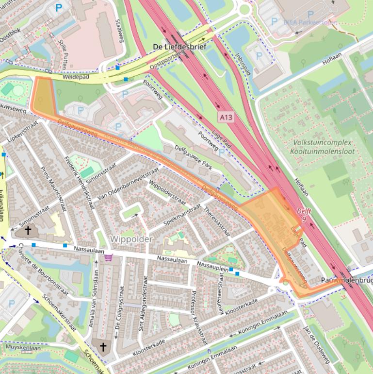 Kaart van postcodegebied 2628EV.