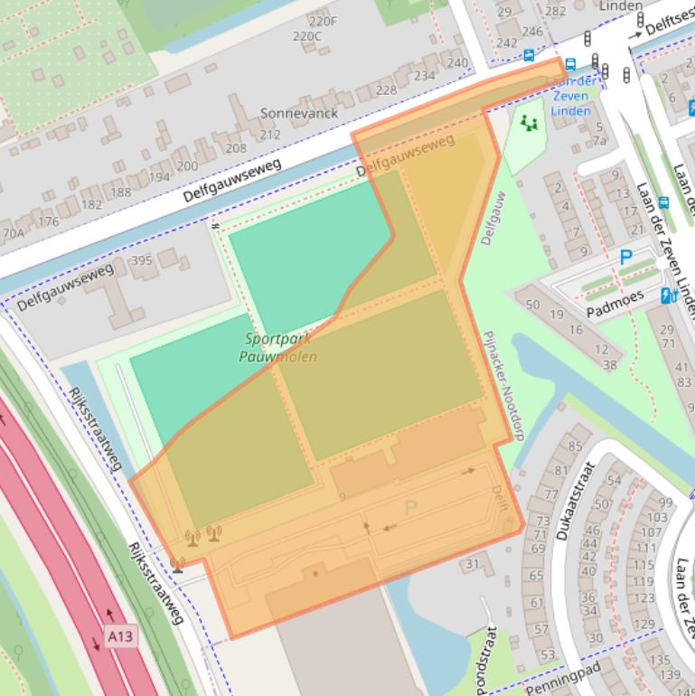 Kaart van postcodegebied 2628GZ.