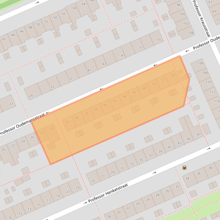 Kaart van postcodegebied 2628KE.