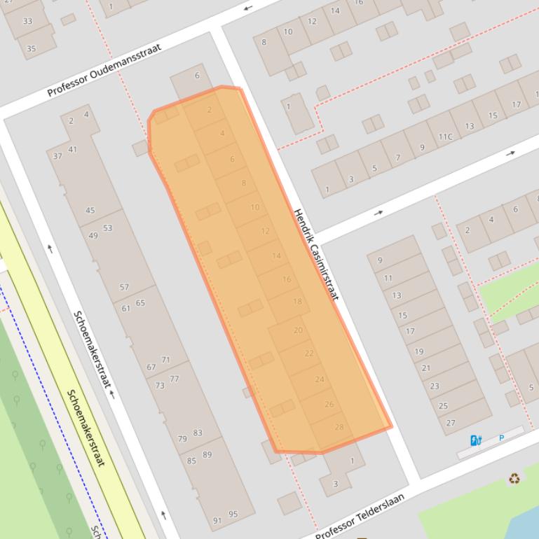 Kaart van postcodegebied 2628KJ.