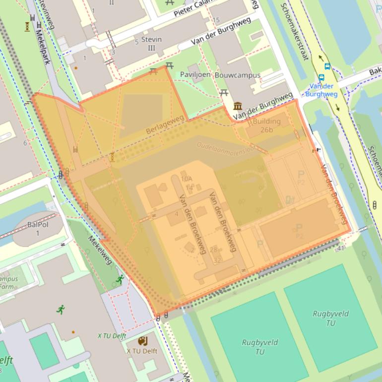 Kaart van postcodegebied 2628KZ.