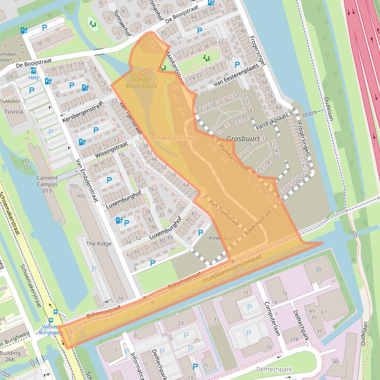 Kaart van postcodegebied 2628MA.