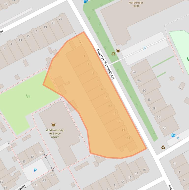 Kaart van postcodegebied 2628RB.