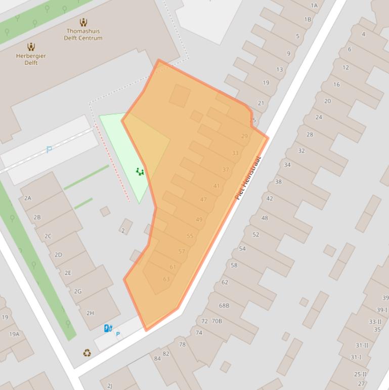 Kaart van postcodegebied 2628RJ.