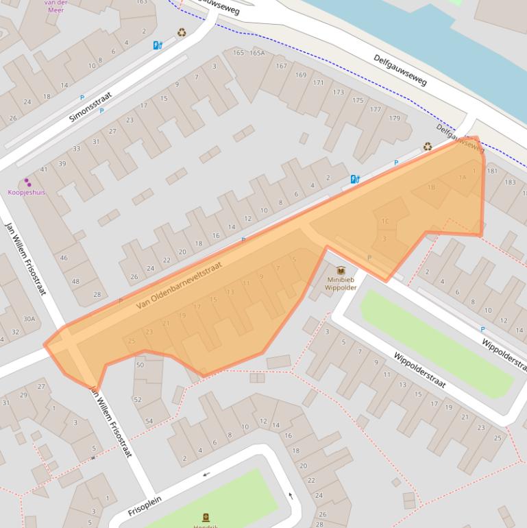 Kaart van postcodegebied 2628TT.