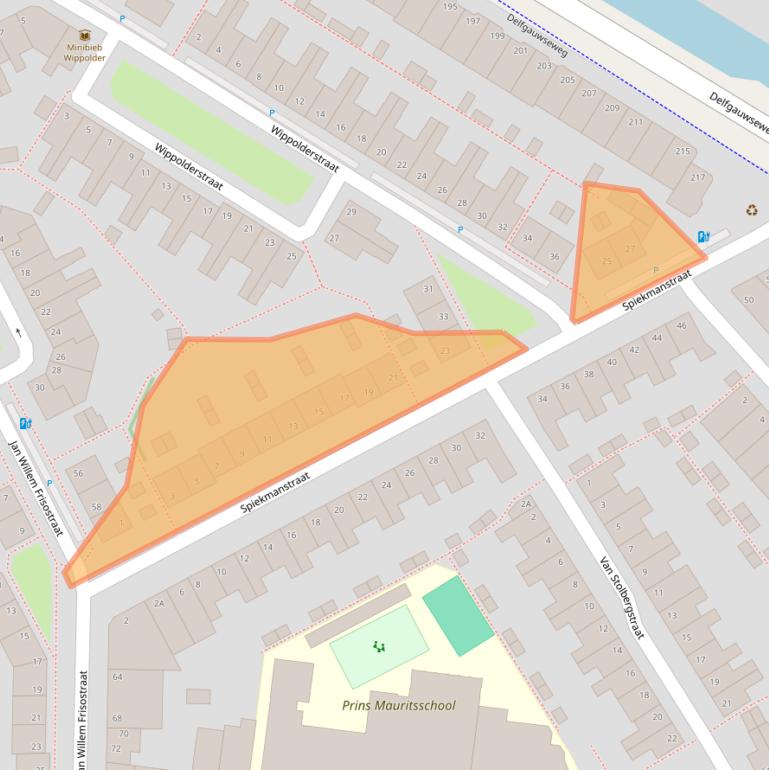 Kaart van postcodegebied 2628VD.