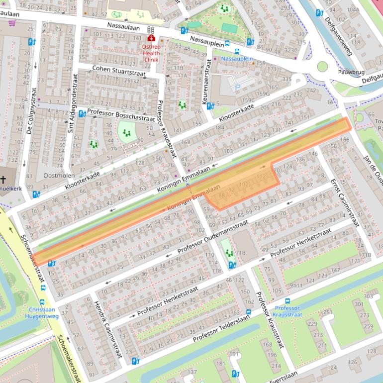 Kaart van postcodegebied 2628VT.