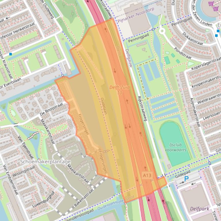 Kaart van postcodegebied 2628WW.
