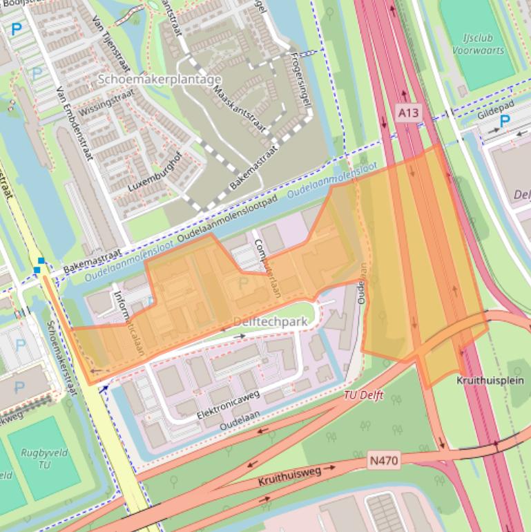 Kaart van postcodegebied 2628XJ.