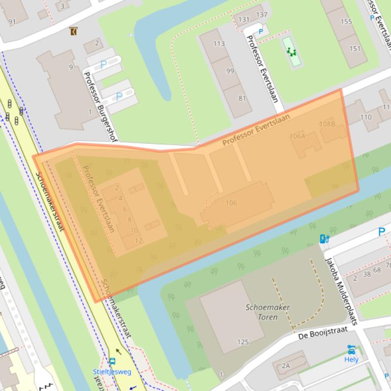 Kaart van postcodegebied 2628XX.