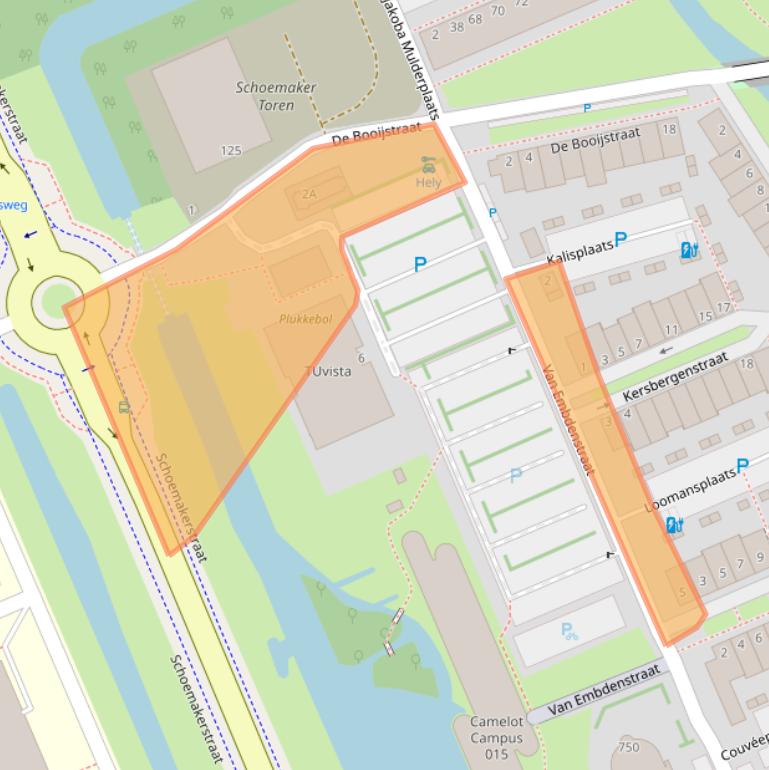 Kaart van postcodegebied 2628ZE.